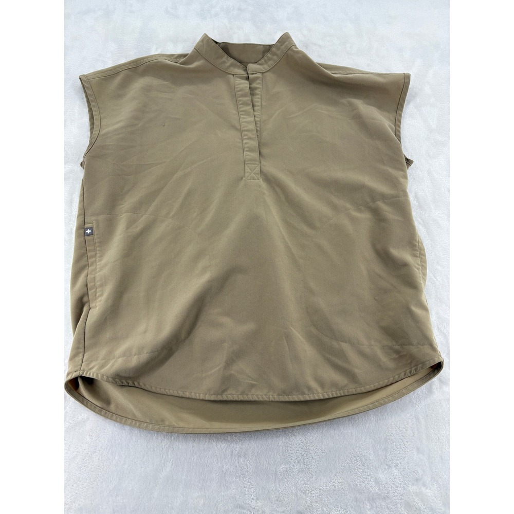 FIGS Scrub Top Small WXXSW1003 Technical Collection Tan Sleeveless V-Neck